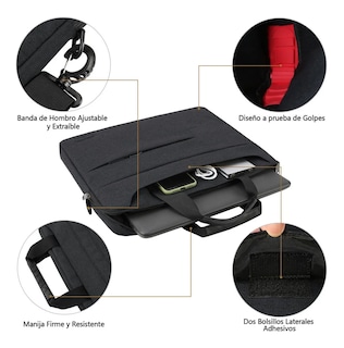 Foto 3 | Bolsa Maletín para Portátil de 15.6'' color Negro con Hojas