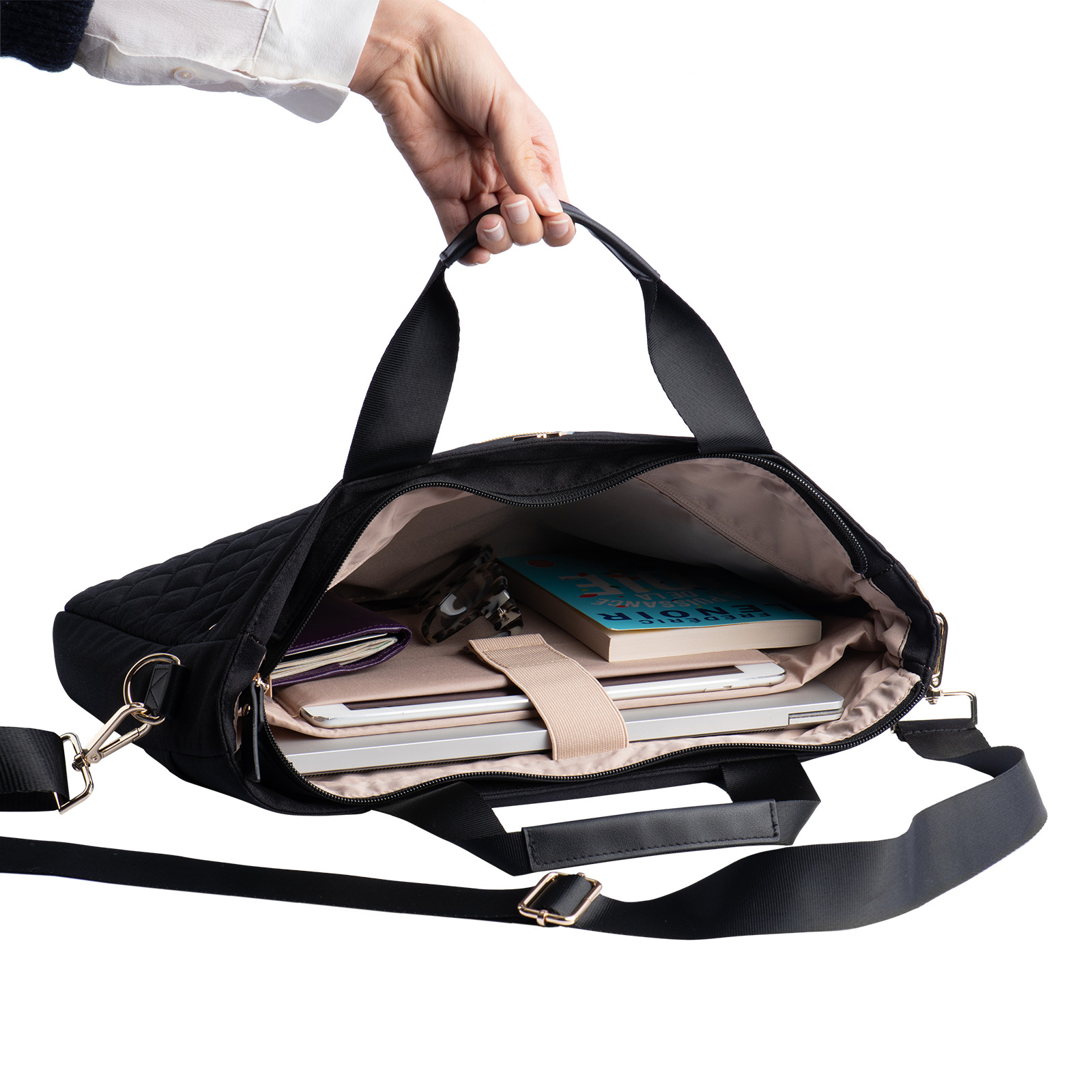 Foto 2 | Bolsa Tote para Laptop LuckyLy Jessy color Negro hasta 15.6 Pulgadas de Mujer