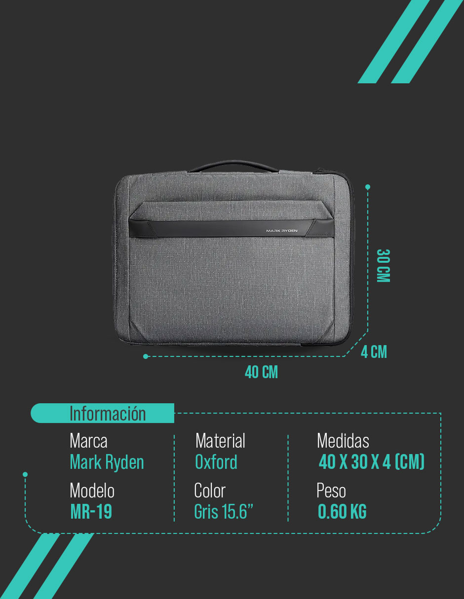 Foto 8 pulgar | Maletín Para Laptop De 15.6'' Mark Ryden Modelo Mr19d-37 Color Gris Repelente Al Agua