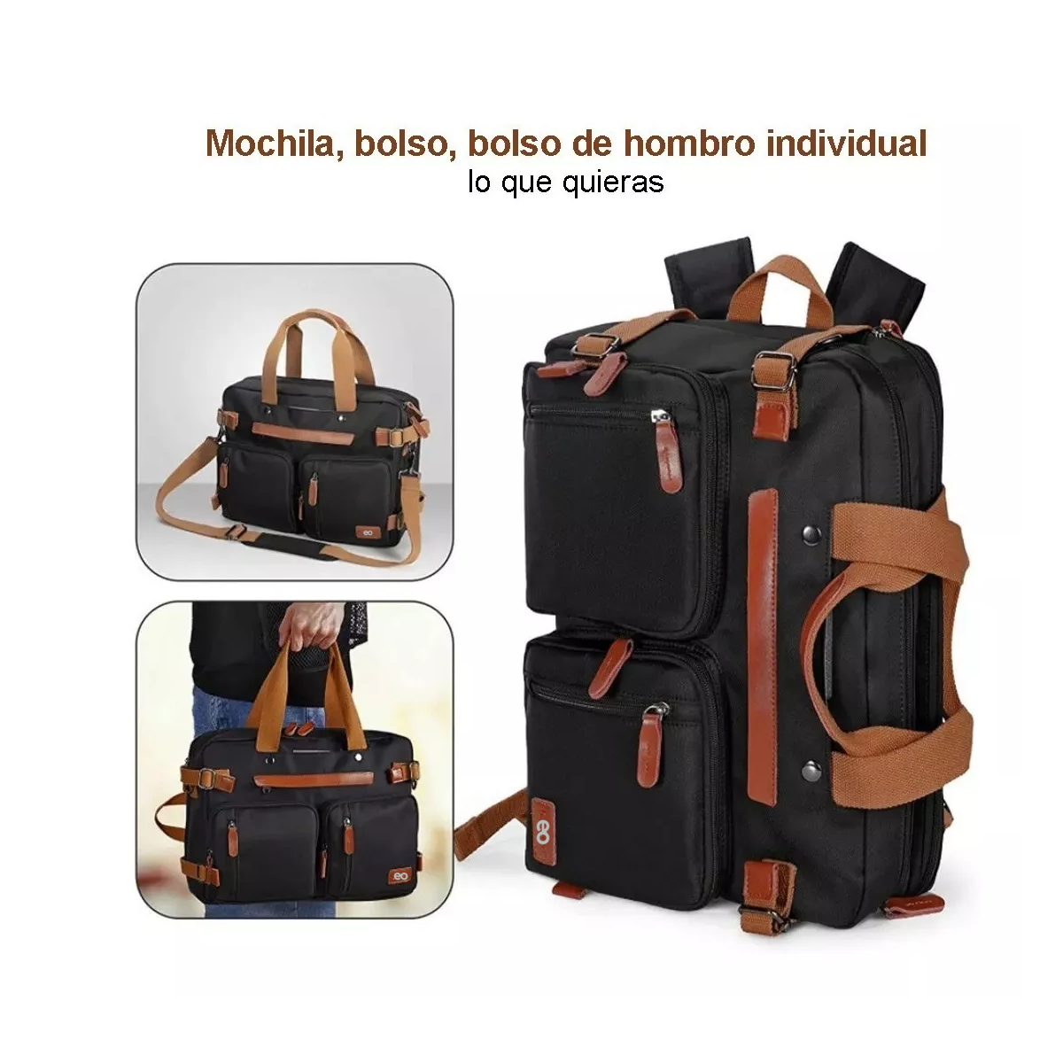 Foto 4 pulgar | Mochila Maletín Combinación Portátil Bolsa Hombro Eo Safe Imports Esi-5509-1 Negro