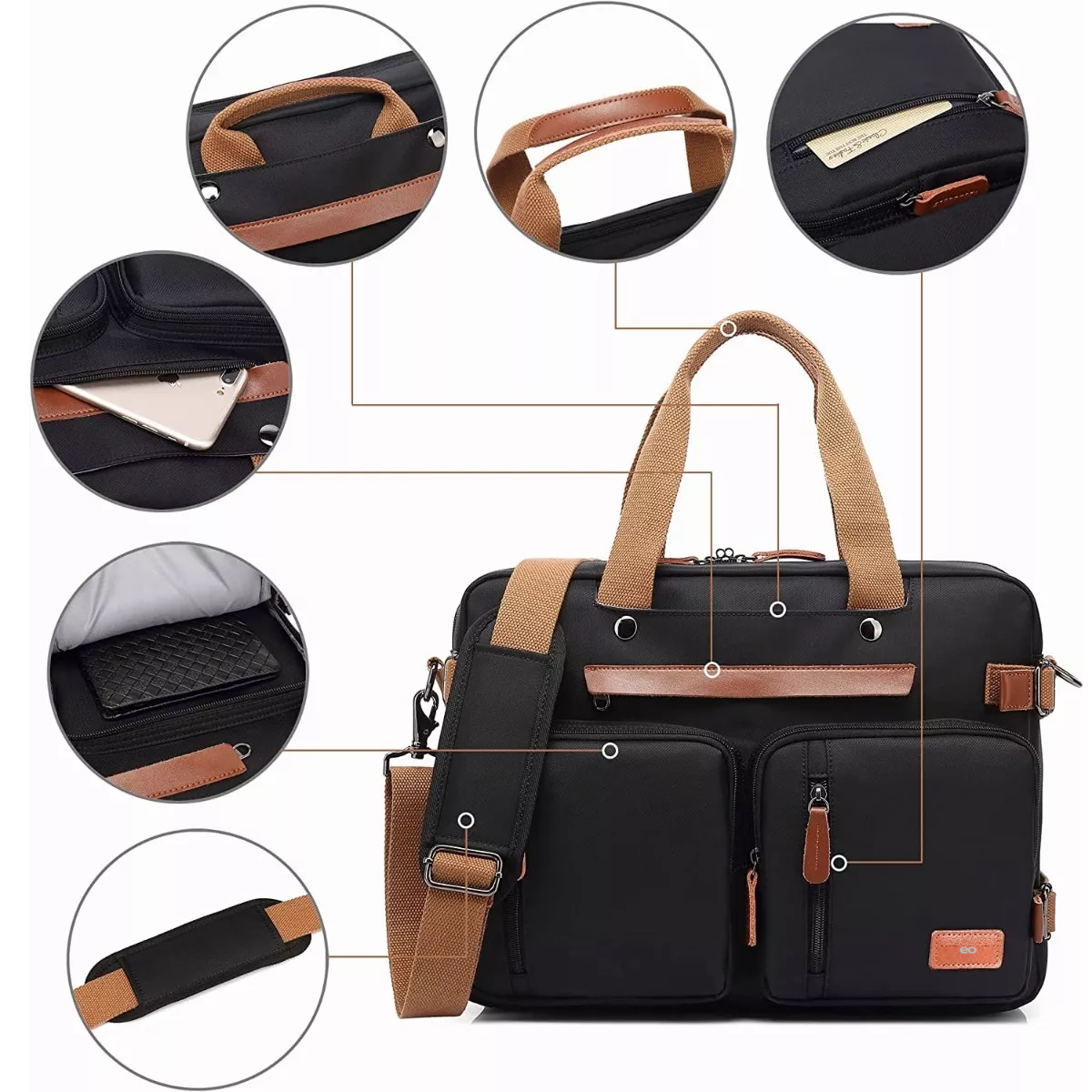 Foto 4 pulgar | Maletín Bolso Mensajero 3 En 1 Para Laptop Eo Safe Imports Esi-12476-1 Multicolor