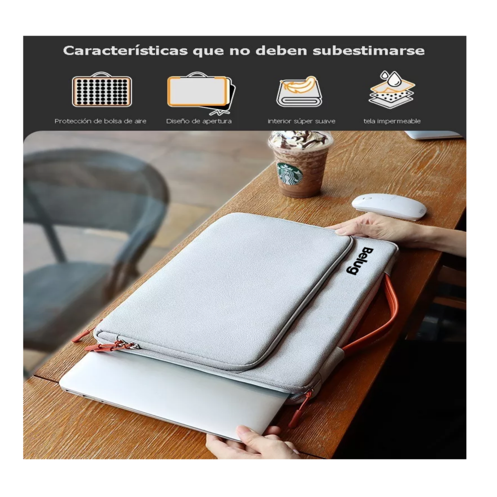 Foto 3 pulgar | Bolsa Protectora Impermeable Para Laptop De 15.6 Pulgadas Gris Belug