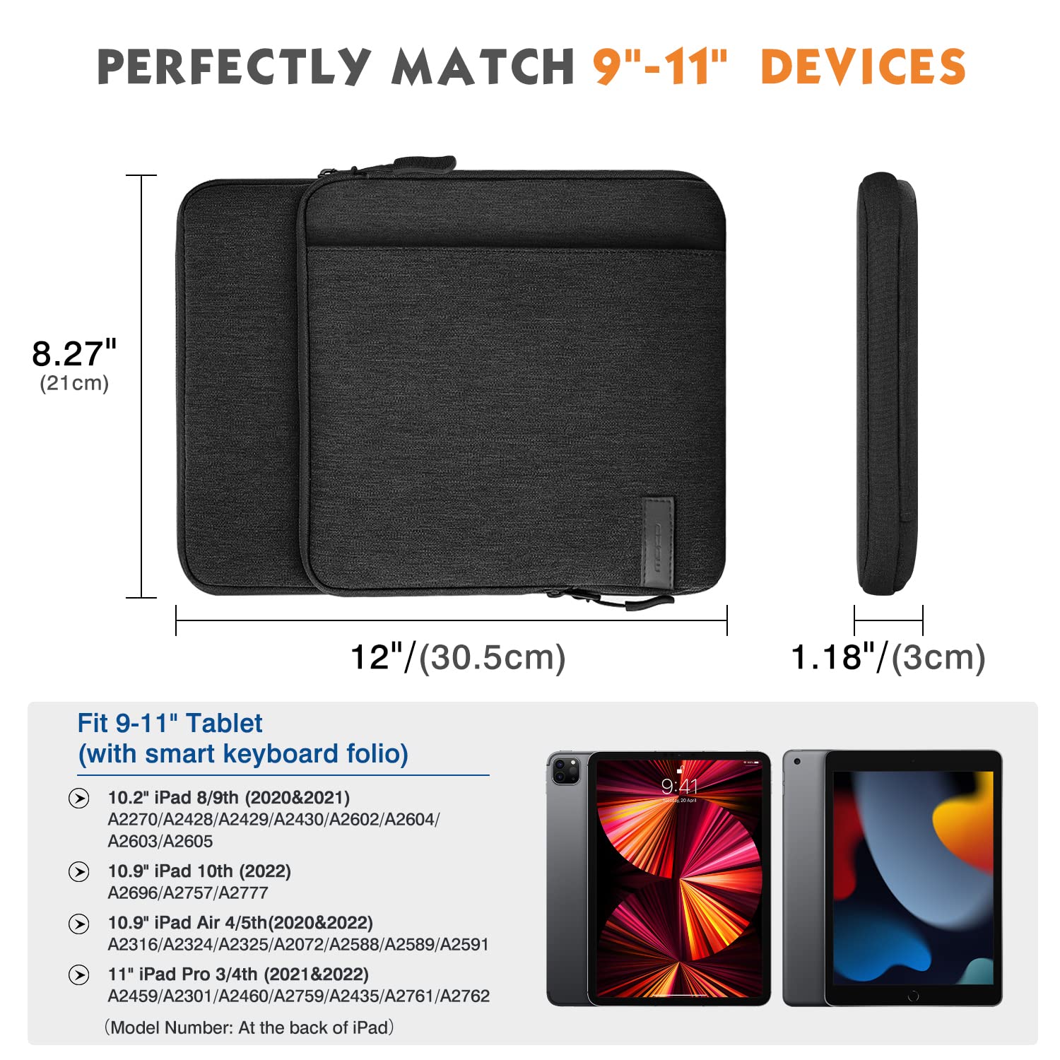Foto 3 pulgar | Funda Para Tablet Moko Ipad Pro M4/air M2 2024 De 9-11 Pulgadas, Color Negro - Venta Internacional.