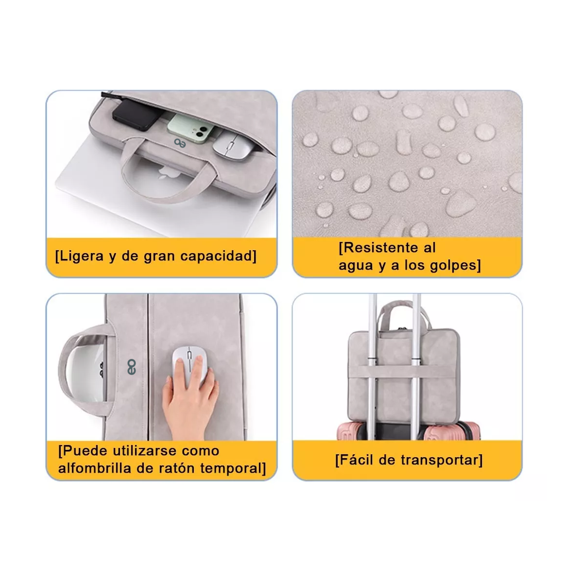 Foto 3 pulgar | Funda Para Laptop Maletín Protector Impermeable 15.6 Pulgada Eo Safe Imports Esi-14682-1 Beige