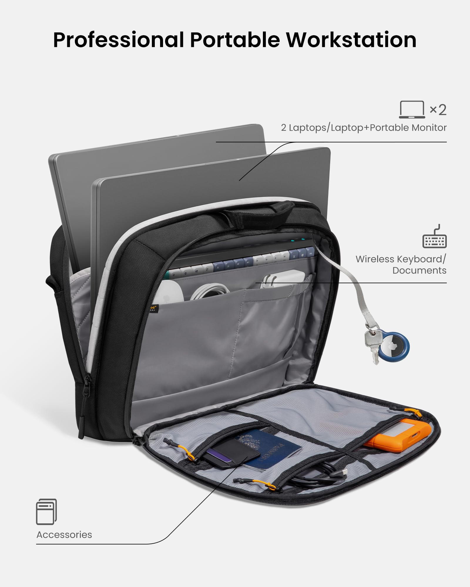 Foto 3 pulgar | Maletín Para Portátil Tomtoc Con Doble Compartimento De 16 Pulgadas Para 2 Ordenadores Portátiles - Venta Internacion