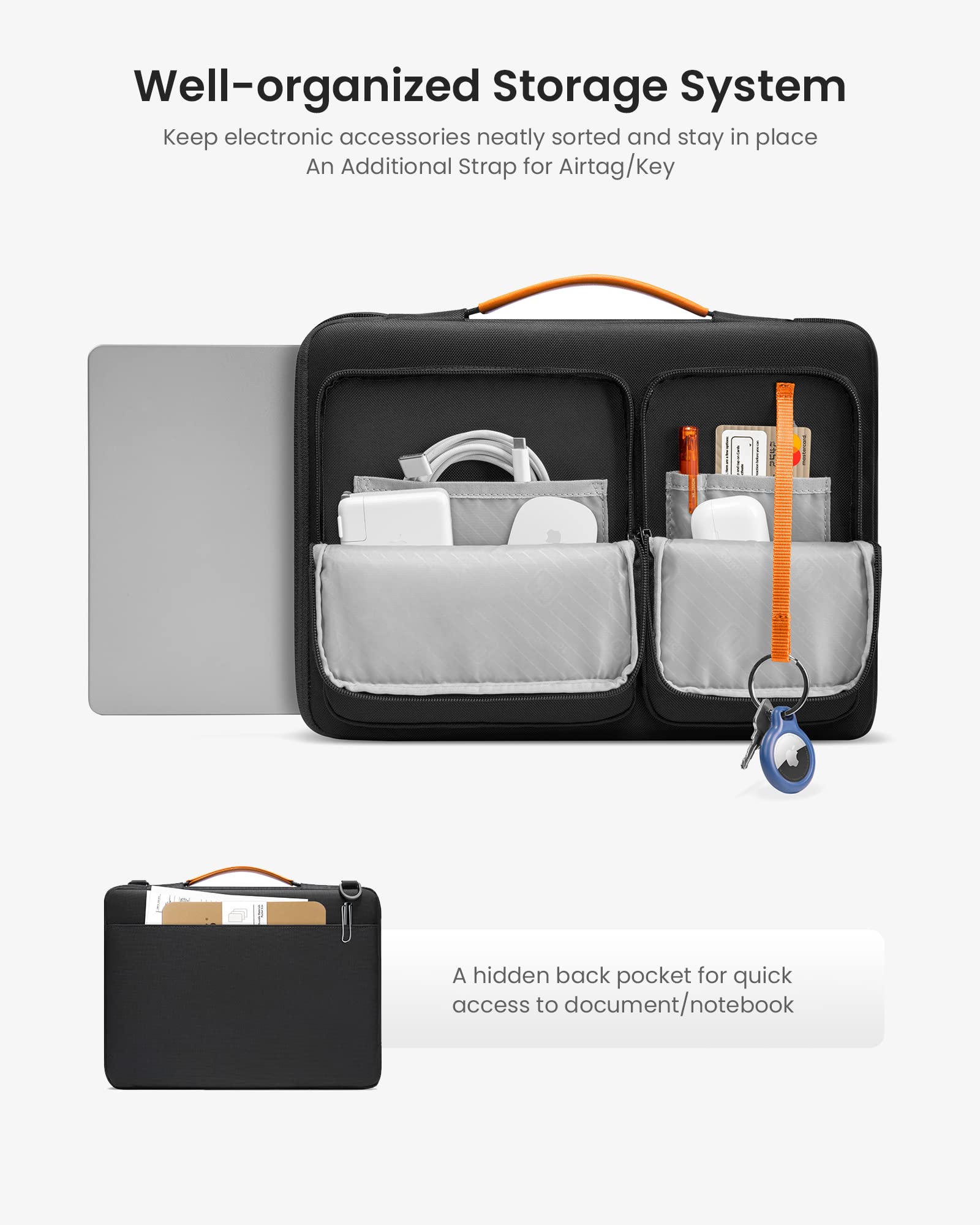 Foto 3 | Maletín para Laptop tomtoc Protección 360° 15.6 Pulgadas Negro - Venta Internacional