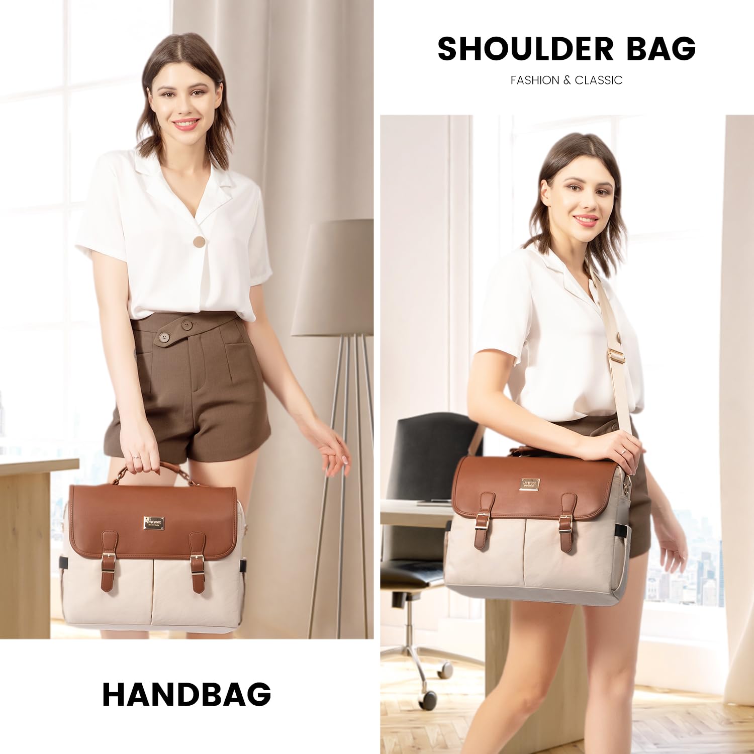 Foto 3 pulgar | Bolsa Para Portátil Lovevook Para Mujer De 15.6 Pulgadas, Marrón Y Beige - Venta Internacional.