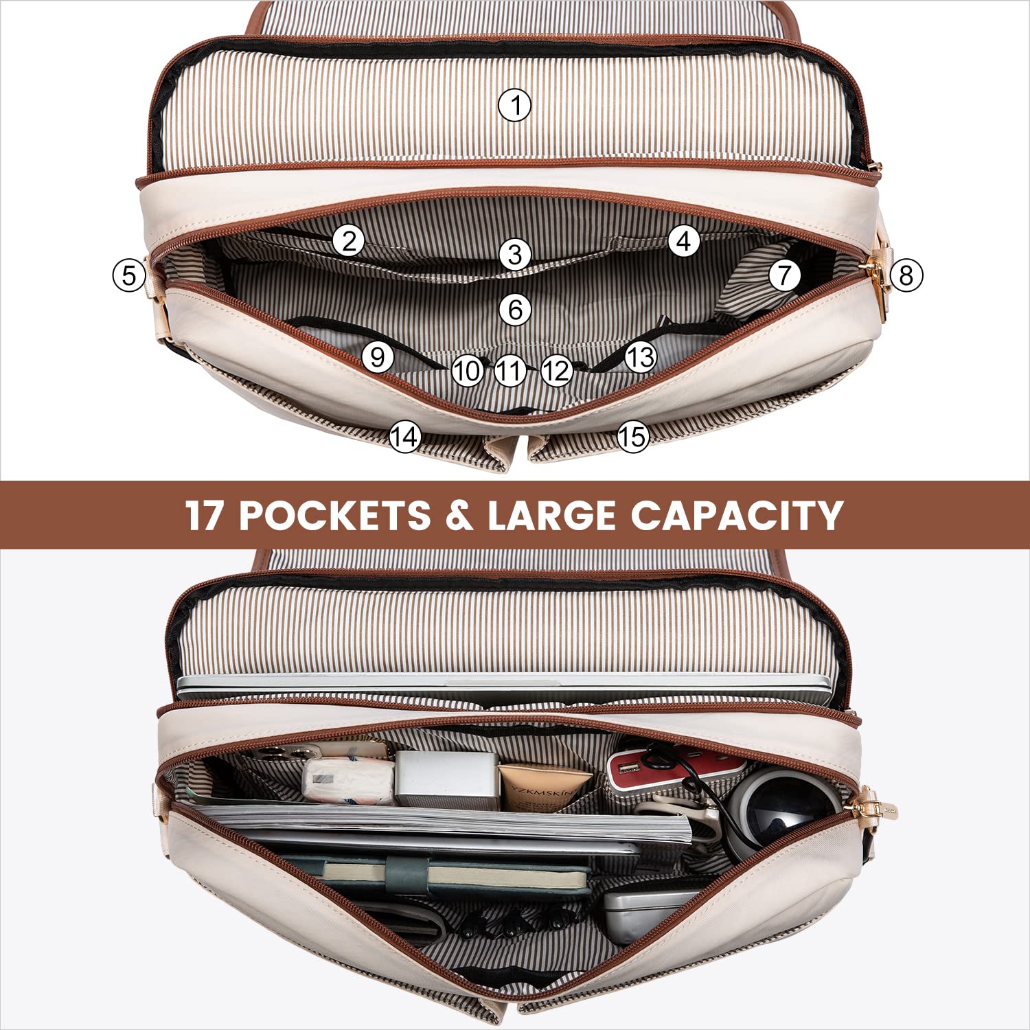 Foto 4 pulgar | Bolsa Para Portátil Lovevook Para Mujer De 15.6 Pulgadas, Marrón Y Beige - Venta Internacional.