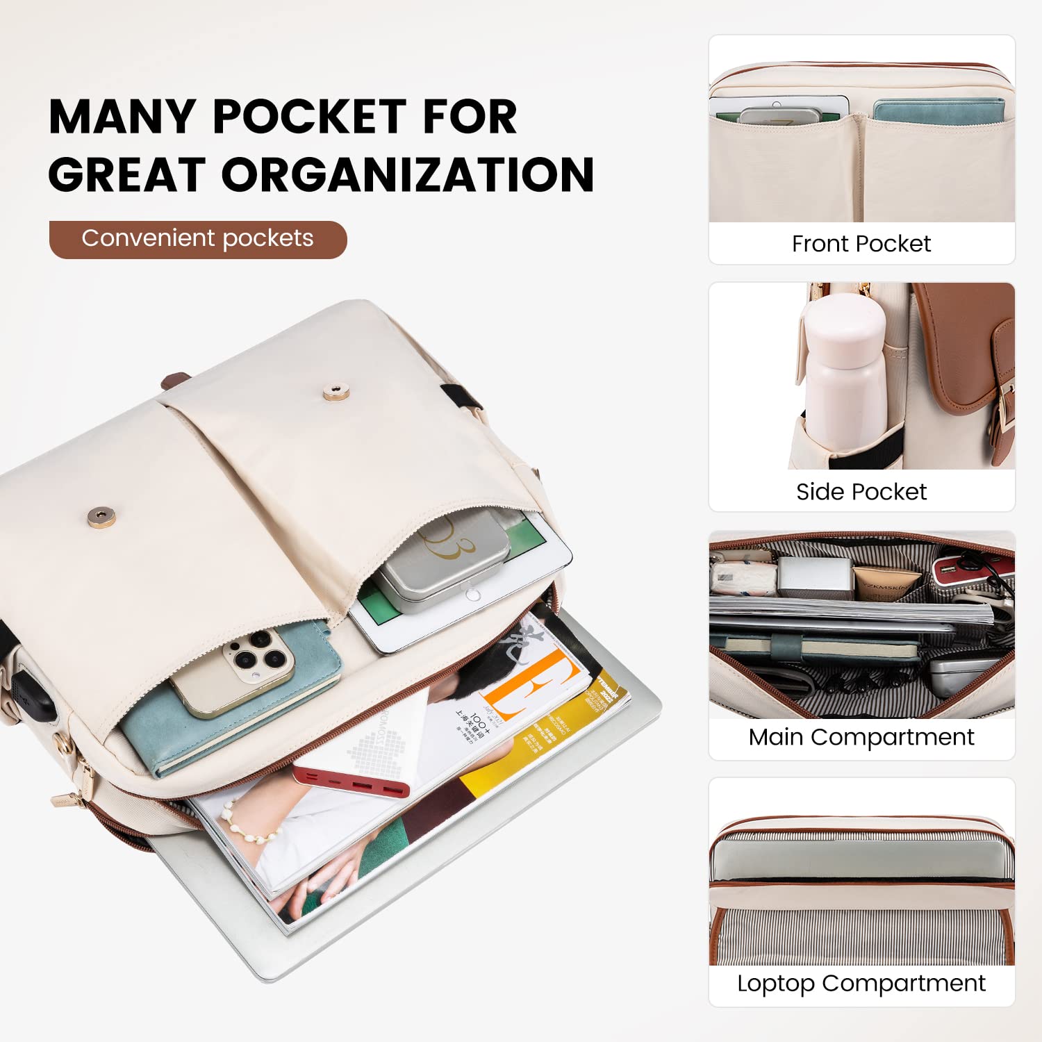 Foto 5 pulgar | Bolsa Para Portátil Lovevook Para Mujer De 15.6 Pulgadas, Marrón Y Beige - Venta Internacional.