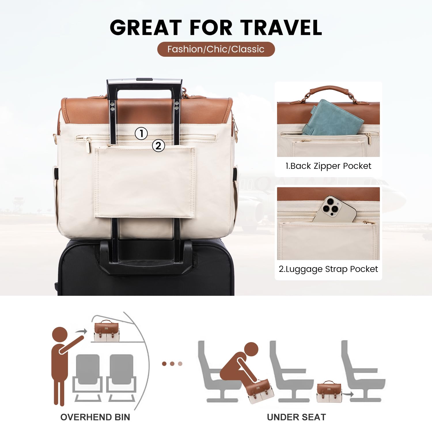 Foto 6 | Bolsa Para Portátil Lovevook Para Mujer De 15.6 Pulgadas, Marrón Y Beige - Venta Internacional.