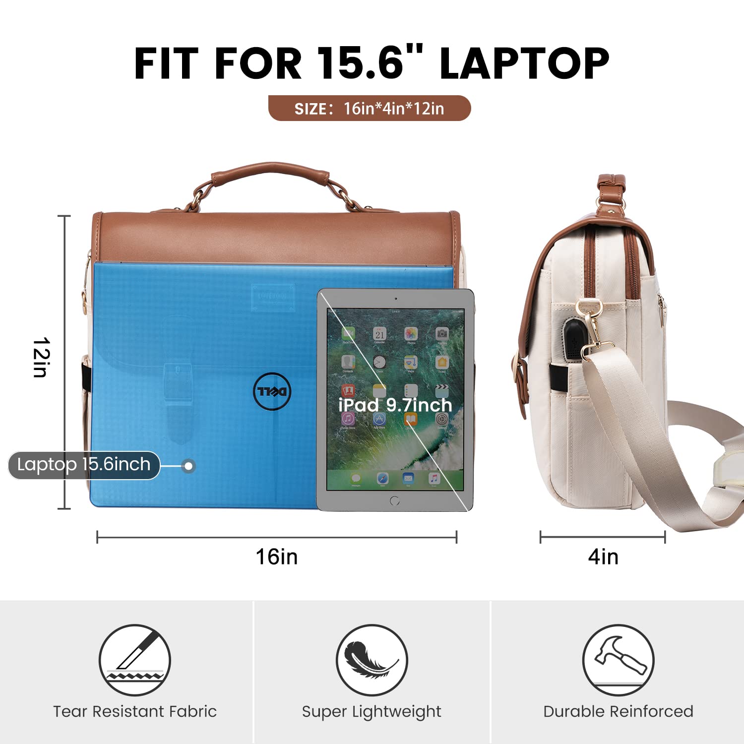 Foto 8 pulgar | Bolsa Para Portátil Lovevook Para Mujer De 15.6 Pulgadas, Marrón Y Beige - Venta Internacional.