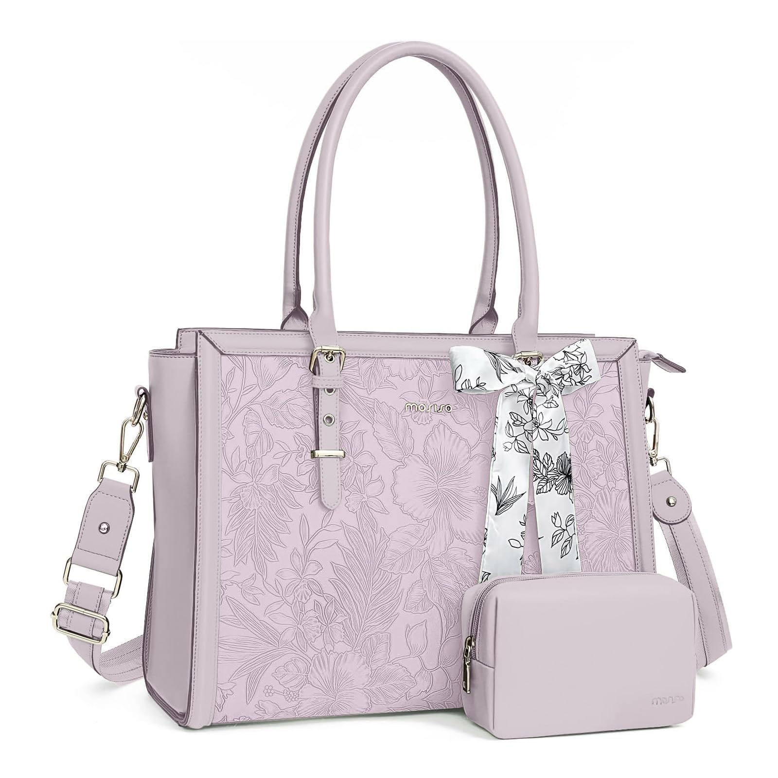 Bolsa Mosiso Para Portátil, Piel Sintética, 15.6 A 16 Pulgadas, Para Mujer, Color Lila Polvoriento - Venta Internacio