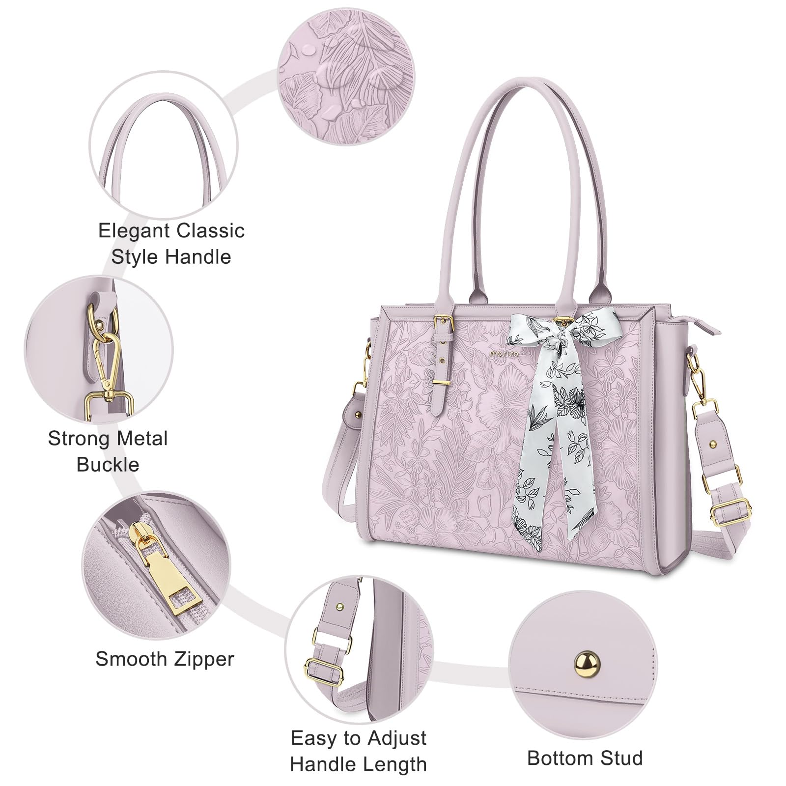 Foto 2 | Bolsa Mosiso Para Portátil, Piel Sintética, 15.6 A 16 Pulgadas, Para Mujer, Color Lila Polvoriento - Venta Internacio