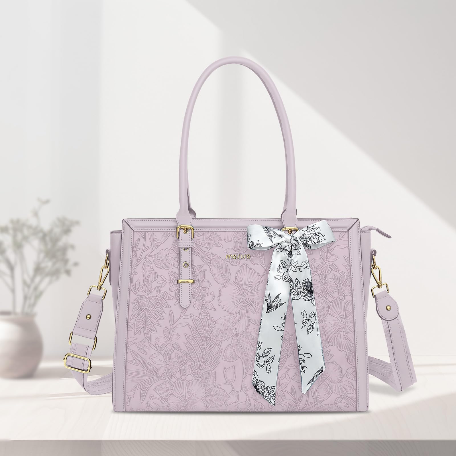 Foto 4 | Bolsa Mosiso Para Portátil, Piel Sintética, 15.6 A 16 Pulgadas, Para Mujer, Color Lila Polvoriento - Venta Internacio