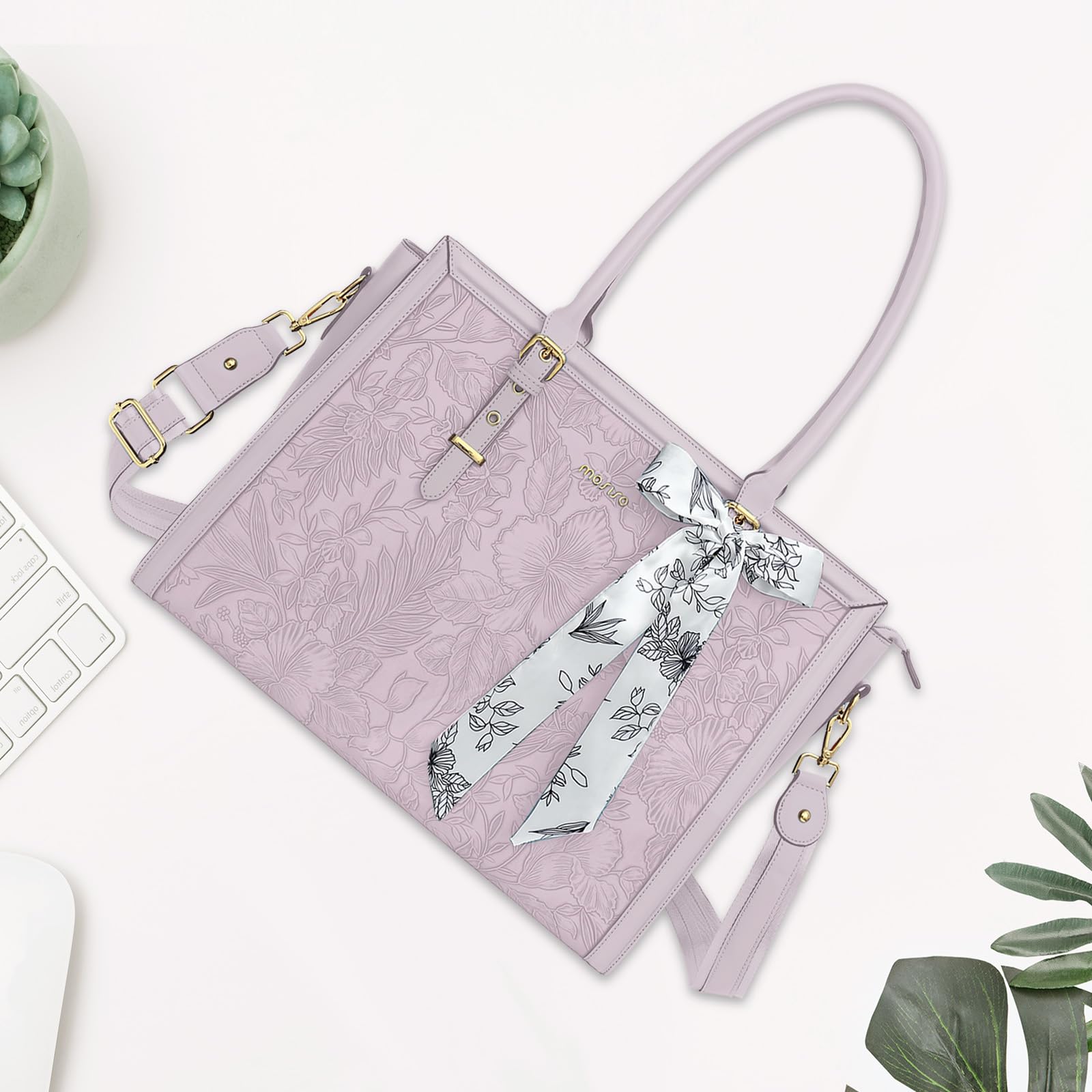 Foto 5 | Bolsa Mosiso Para Portátil, Piel Sintética, 15.6 A 16 Pulgadas, Para Mujer, Color Lila Polvoriento - Venta Internacio
