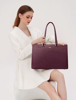 Foto 3 | Bolsa De Mano Para Portátil Lovevook De Piel Impermeable De 15,6 Pulgadas, Color Morado - Venta Internacional.
