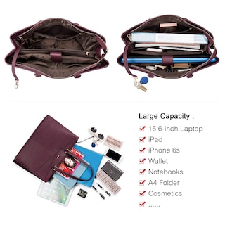 Foto 4 | Bolsa De Mano Para Portátil Lovevook De Piel Impermeable De 15,6 Pulgadas, Color Morado - Venta Internacional.