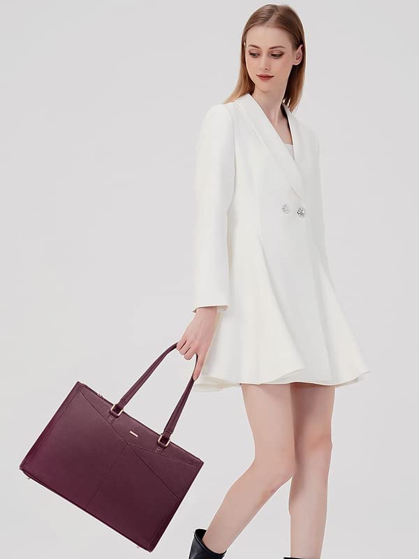 Foto 5 | Bolsa De Mano Para Portátil Lovevook De Piel Impermeable De 15,6 Pulgadas, Color Morado - Venta Internacional.