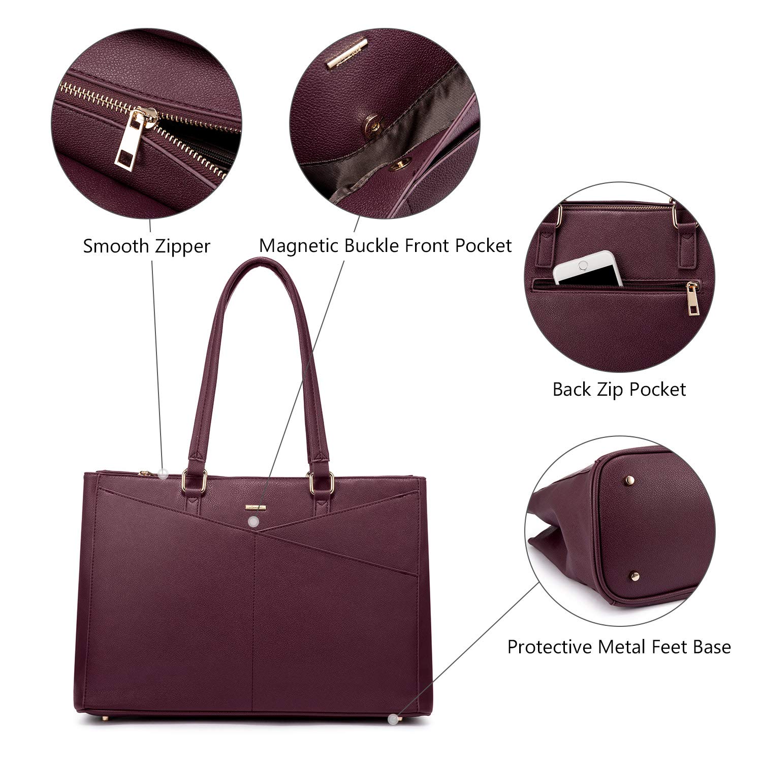 Foto 8 pulgar | Bolsa De Mano Para Portátil Lovevook De Piel Impermeable De 15,6 Pulgadas, Color Morado - Venta Internacional.