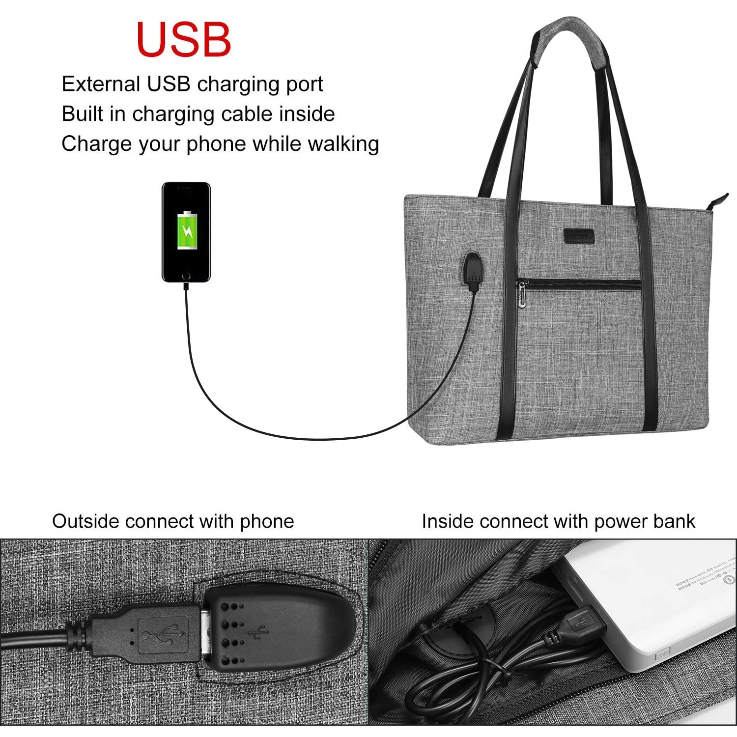 Foto 3 pulgar | Bolsa Mosiso Para Ordenador Portátil Con Puerto Usb Para Macbook De 17,3 Pulgadas, Color Gris - Venta Internacional.