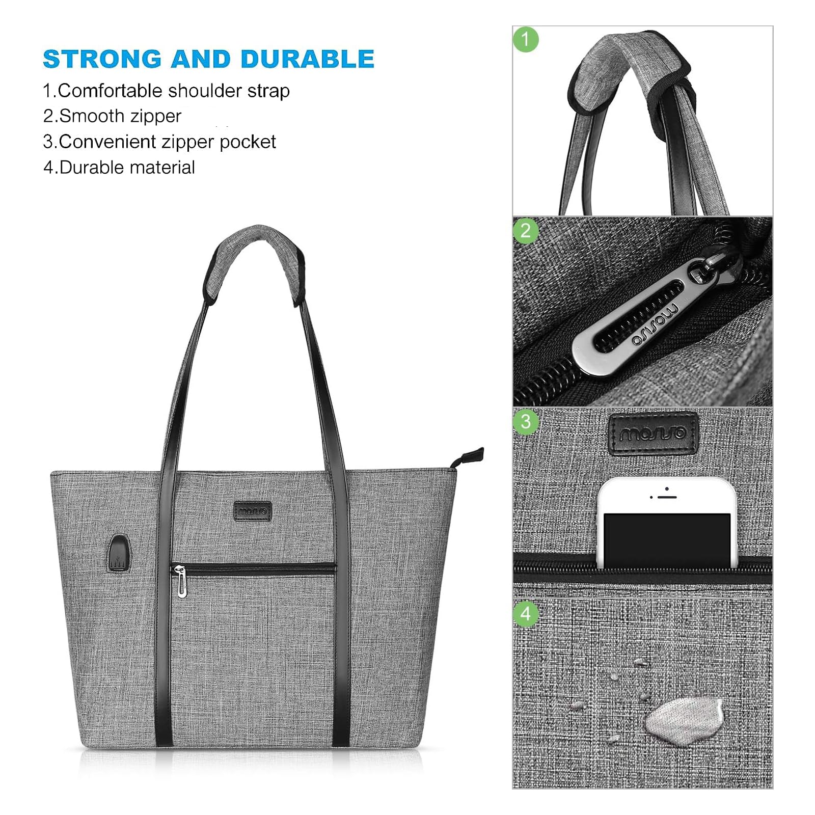 Foto 4 pulgar | Bolsa Mosiso Para Ordenador Portátil Con Puerto Usb Para Macbook De 17,3 Pulgadas, Color Gris - Venta Internacional.