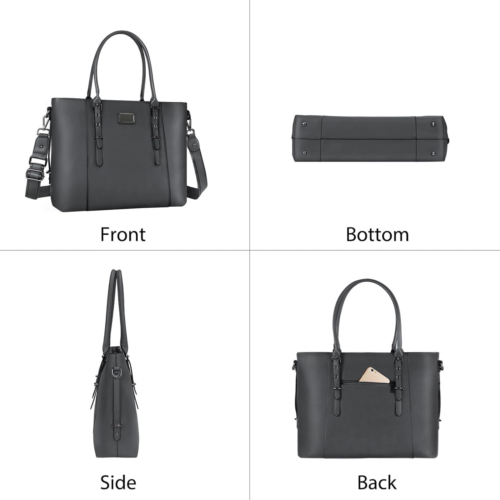 Foto 4 | Bolsa Mosiso Para Portátil, Piel Sintética, Impermeable, 15-16 Pulgadas, Gris - Venta Internacional.