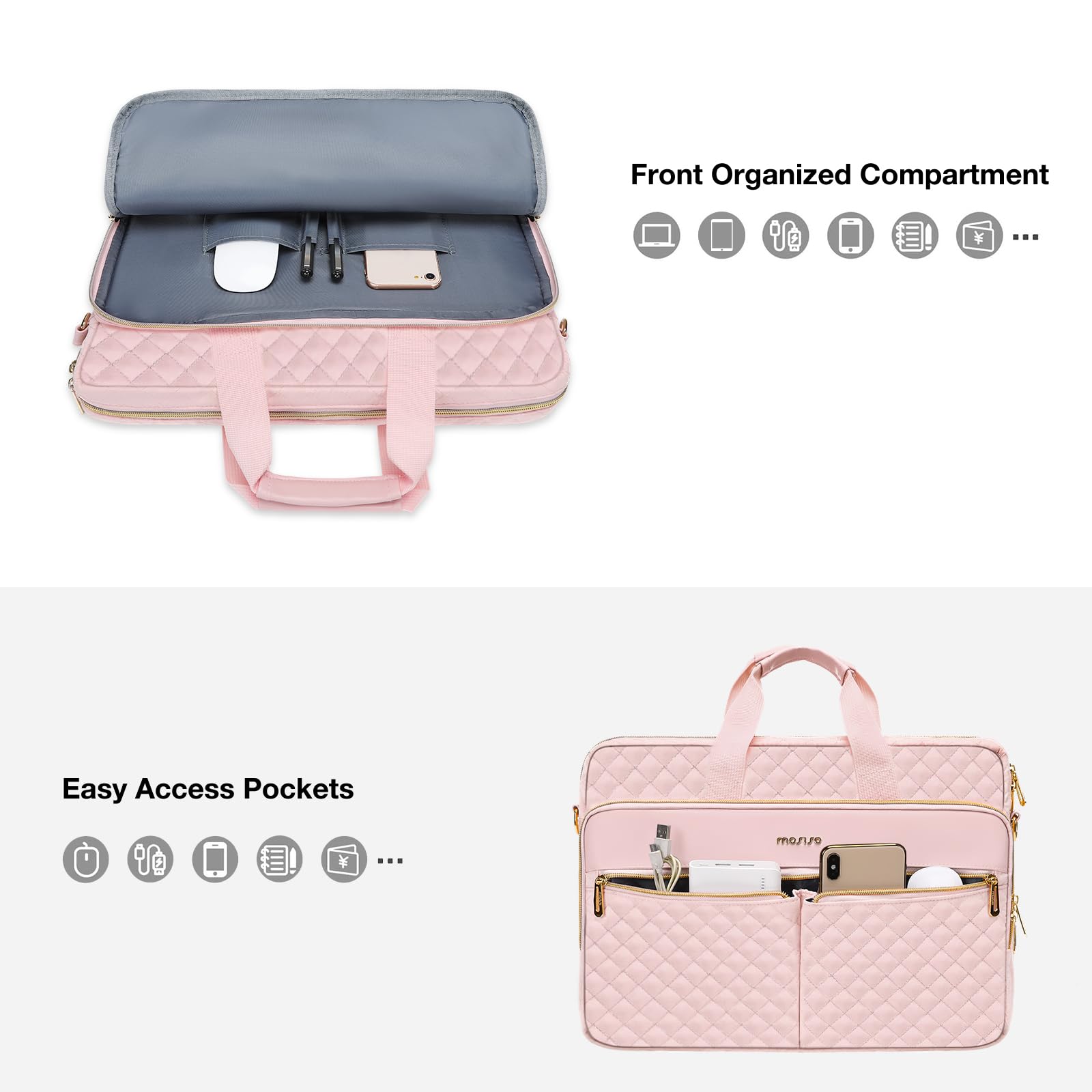 Foto 6 | Funda Para Portátil Mosiso De 15-15,6 Pulgadas, Cuadrada, Acolchada, Rosa - Venta Internacional.