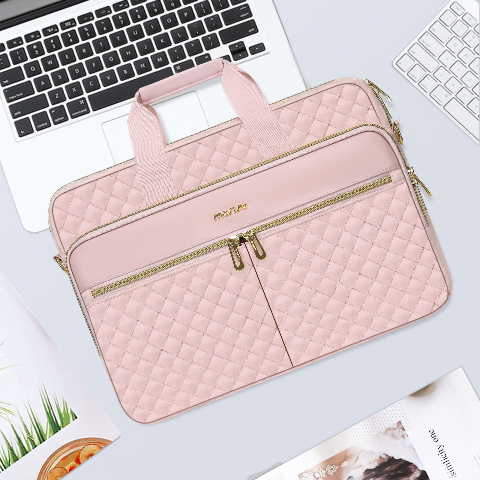Foto 7 | Funda Para Portátil Mosiso De 15-15,6 Pulgadas, Cuadrada, Acolchada, Rosa - Venta Internacional.