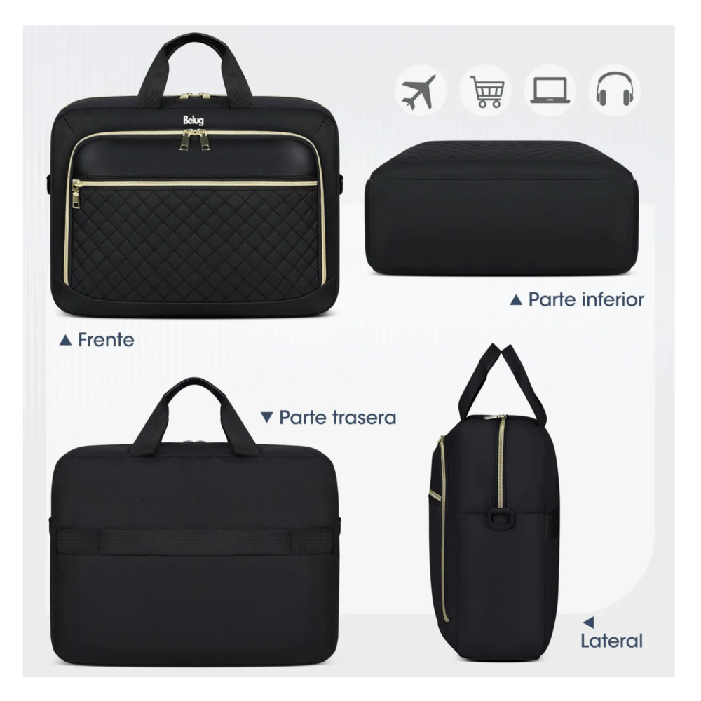 Foto 6 pulgar | Maletín Para Laptop 17.3inch Impermeable Belug, Negro