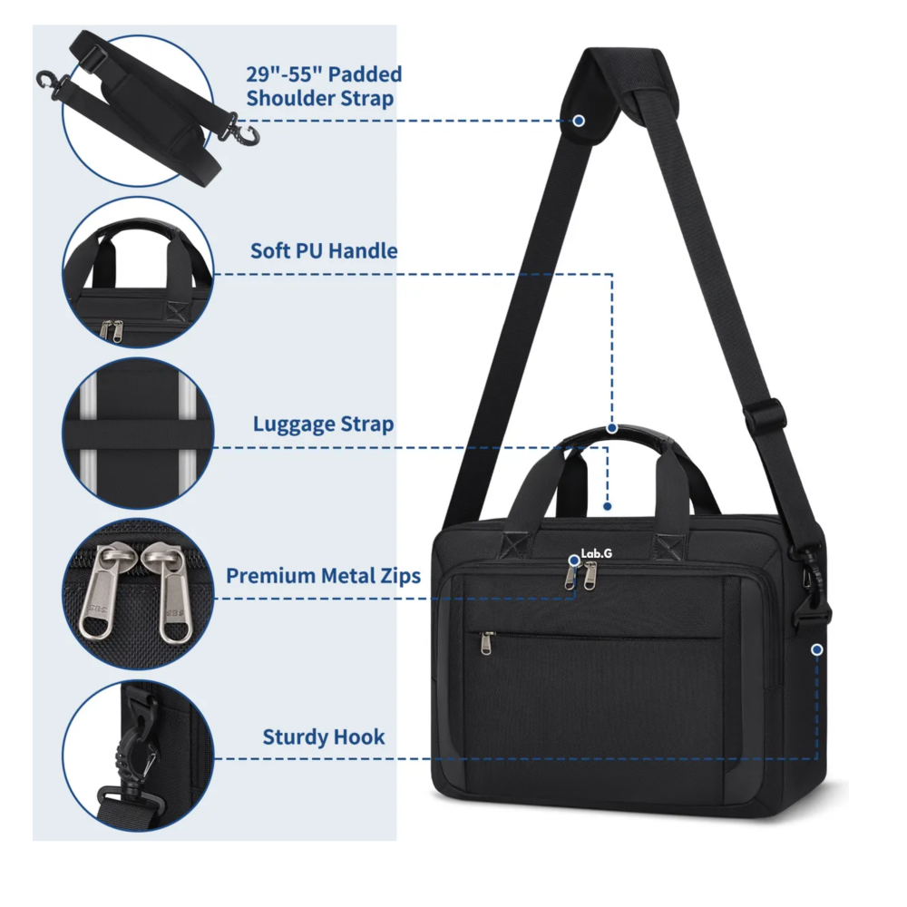 Foto 4 pulgar | Maletín Para Laptop De 15.6 Pulgadas Impermeable De Hombre Lab.g,  Negro