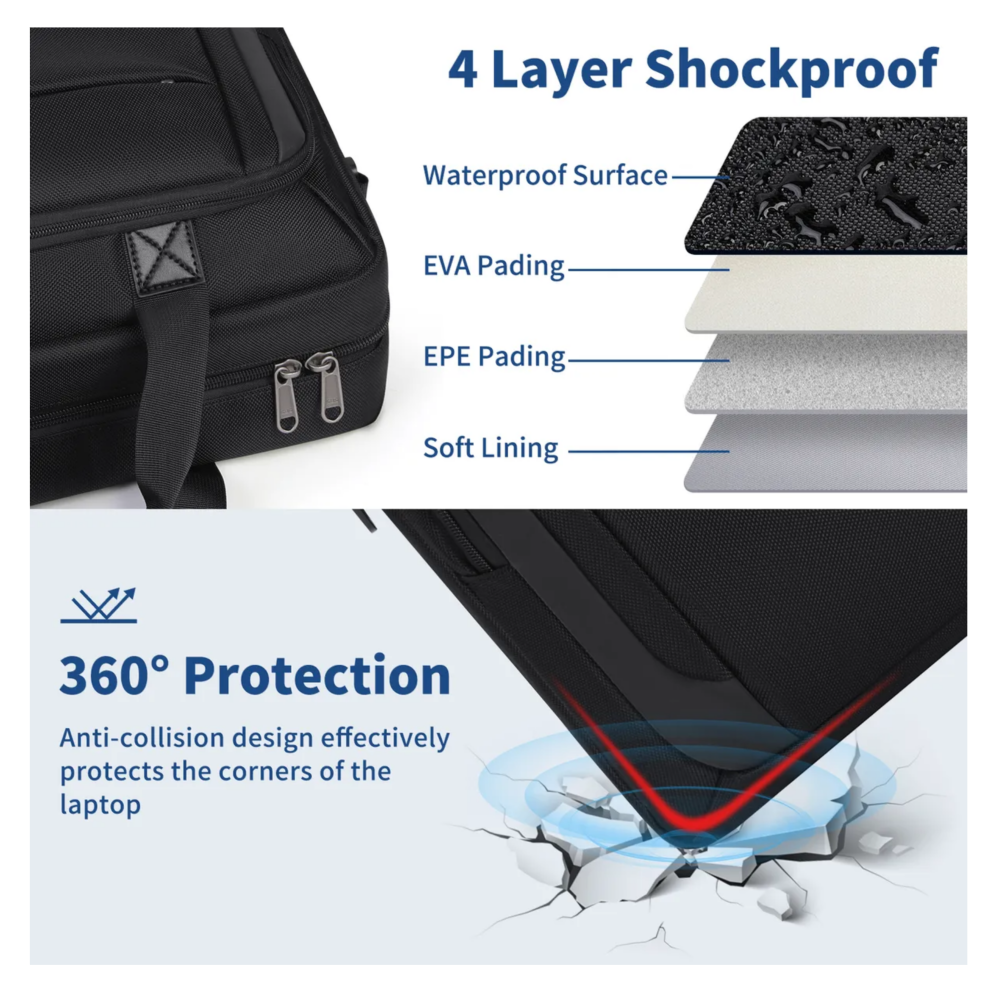 Foto 4 | Maletín Para Laptop De 15.6 Pulgadas Impermeable De Hombre Lab.g,  Negro