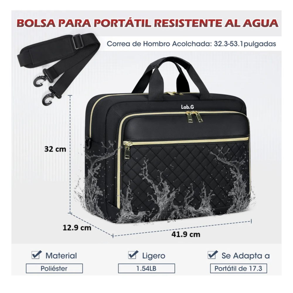 Foto 2 | Maletín Para Laptop 17.3inch Impermeable Lab.g , Negro