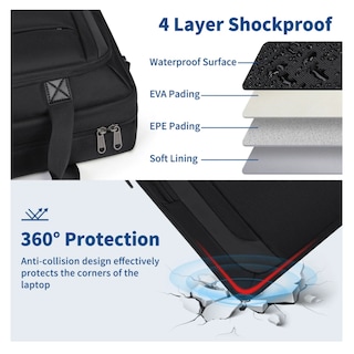 Foto 3 | Maletín Para Laptop De 15.6 Pulgadas Impermeable De Hombre Belug, Negro