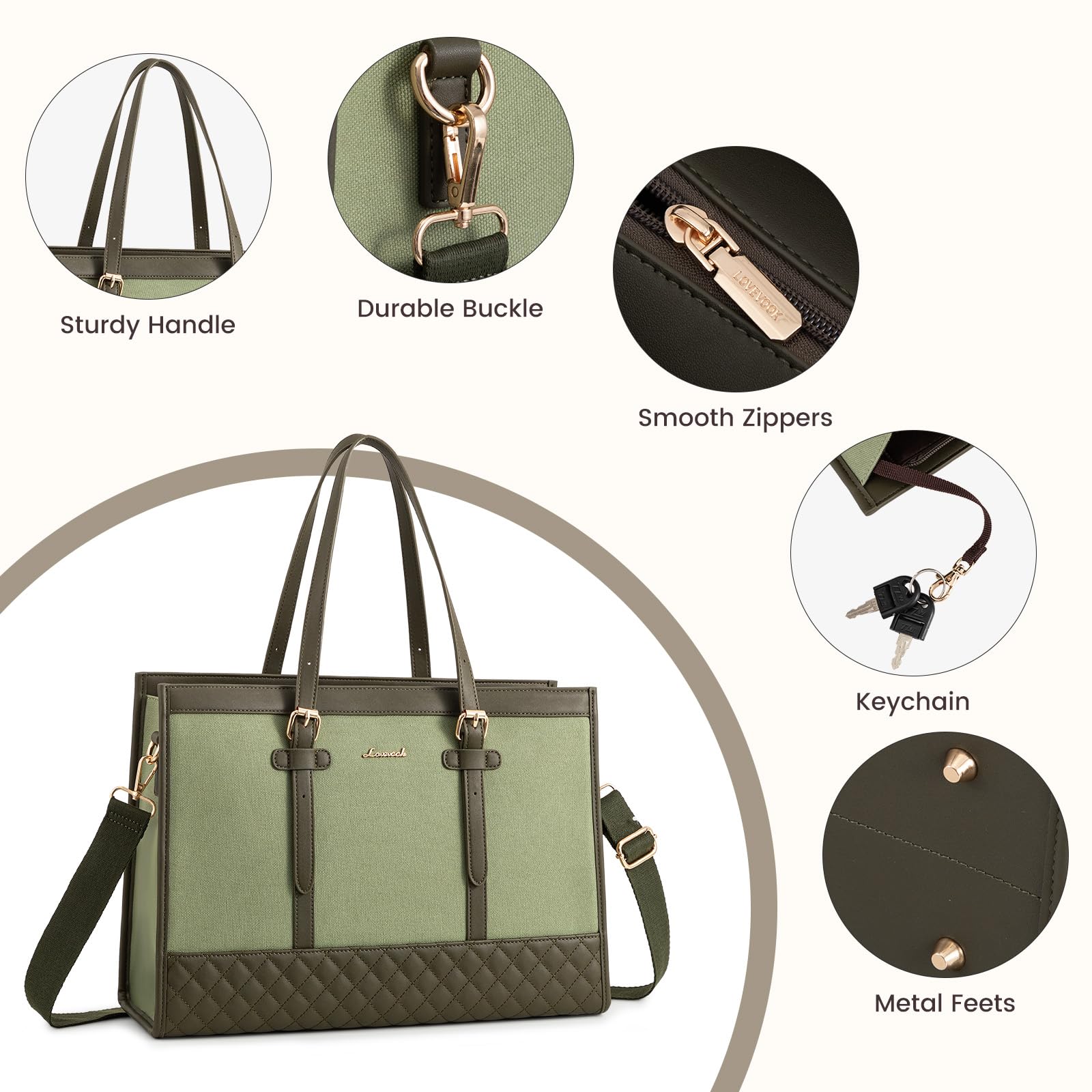 Foto 6 pulgar | Bolsa De Lona Para Portátil Lovevook Para Mujer De 15.6 Pulgadas Con Bolso De Mano - Venta Internacional.