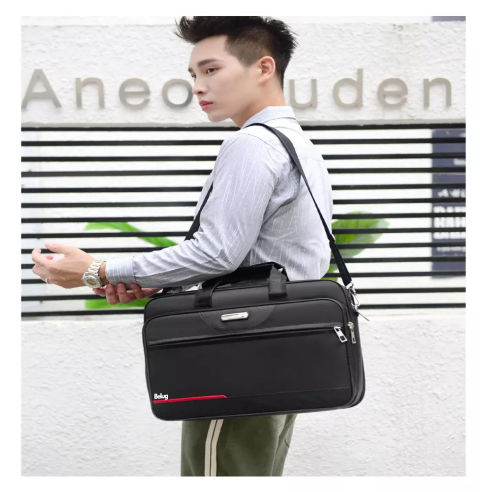 Foto 3 pulgar | Ejecutivo Crossbody Portafolio Maletín Para Laptop Belug,  Negro Línea Roja