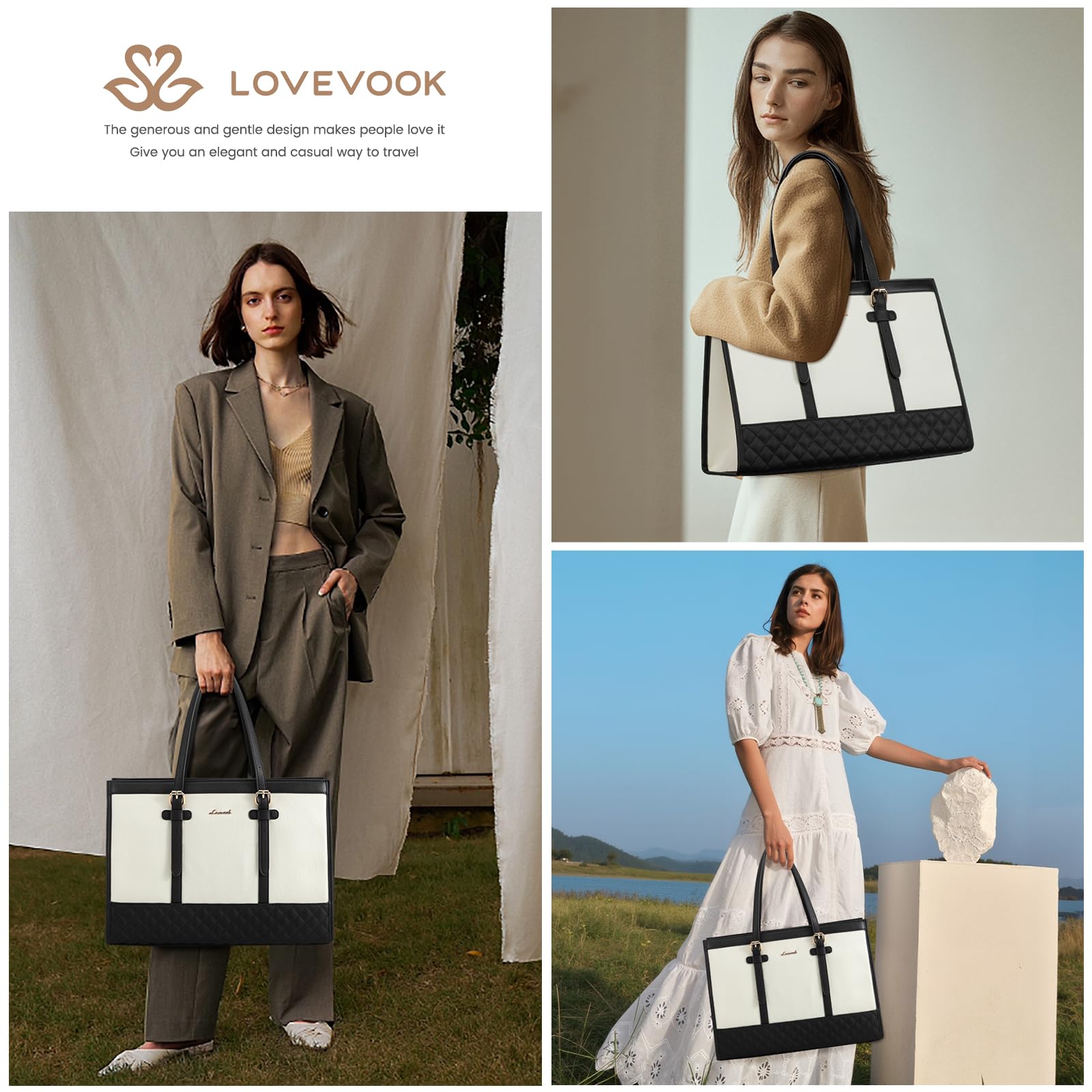 Foto 2 | Bolsa De Lona Para Portátil Lovevook Para Mujer De 15.6 Pulgadas Con Bolso De Mano - Venta Internacional.