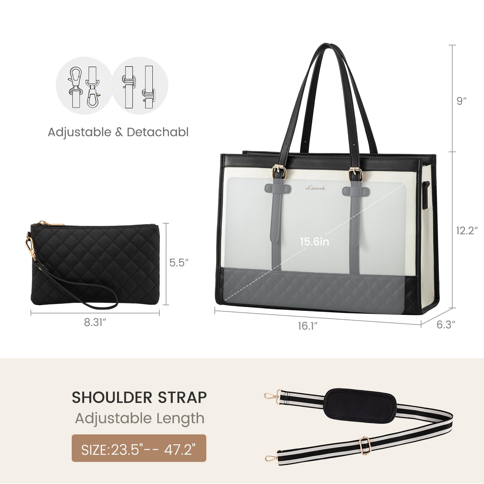 Foto 4 pulgar | Bolsa De Lona Para Portátil Lovevook Para Mujer De 15.6 Pulgadas Con Bolso De Mano - Venta Internacional.