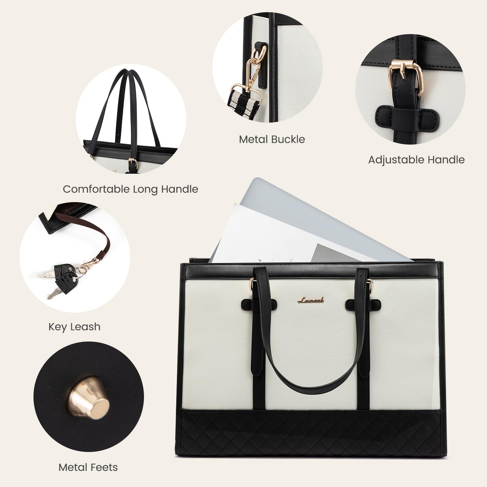 Foto 5 | Bolsa De Lona Para Portátil Lovevook Para Mujer De 15.6 Pulgadas Con Bolso De Mano - Venta Internacional.