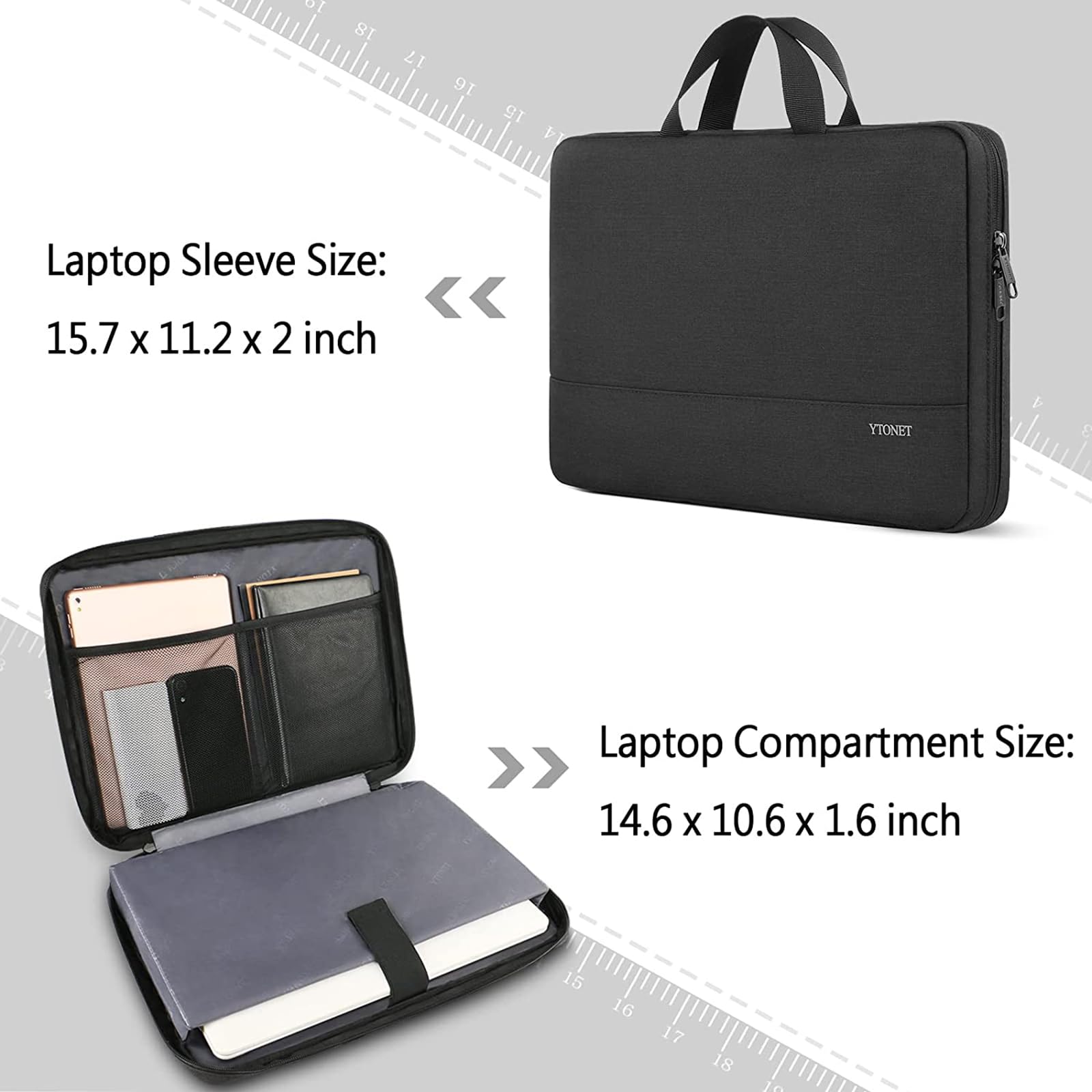 Foto 3 | Funda Para Portátil Ytonet De 15.6 Pulgadas Resistente Al Agua Para Hombres Y Mujeres - Venta Internacional.
