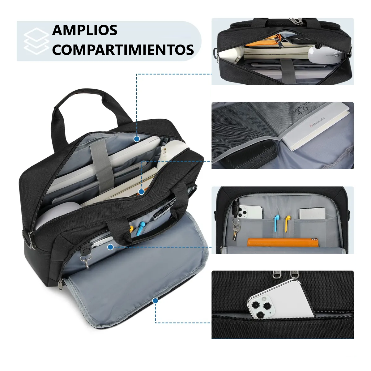 Foto 5 | Maletin Portafolio Para Laptop Impermeable 15,6 Pulgadas Lab.g Negro