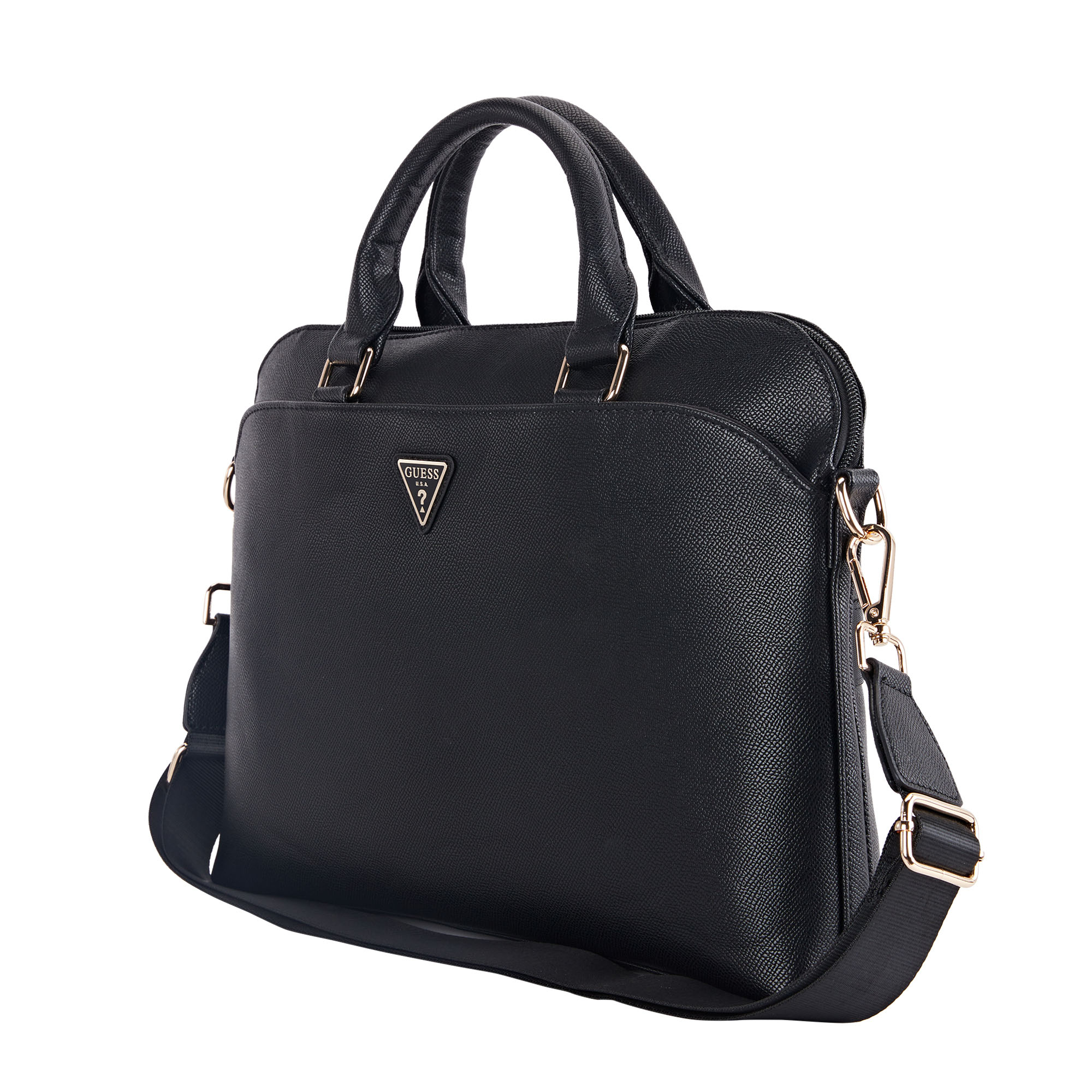 Foto 2 | Portafolio Original Guess Saffiano Triángulo Laptop 15 Negro