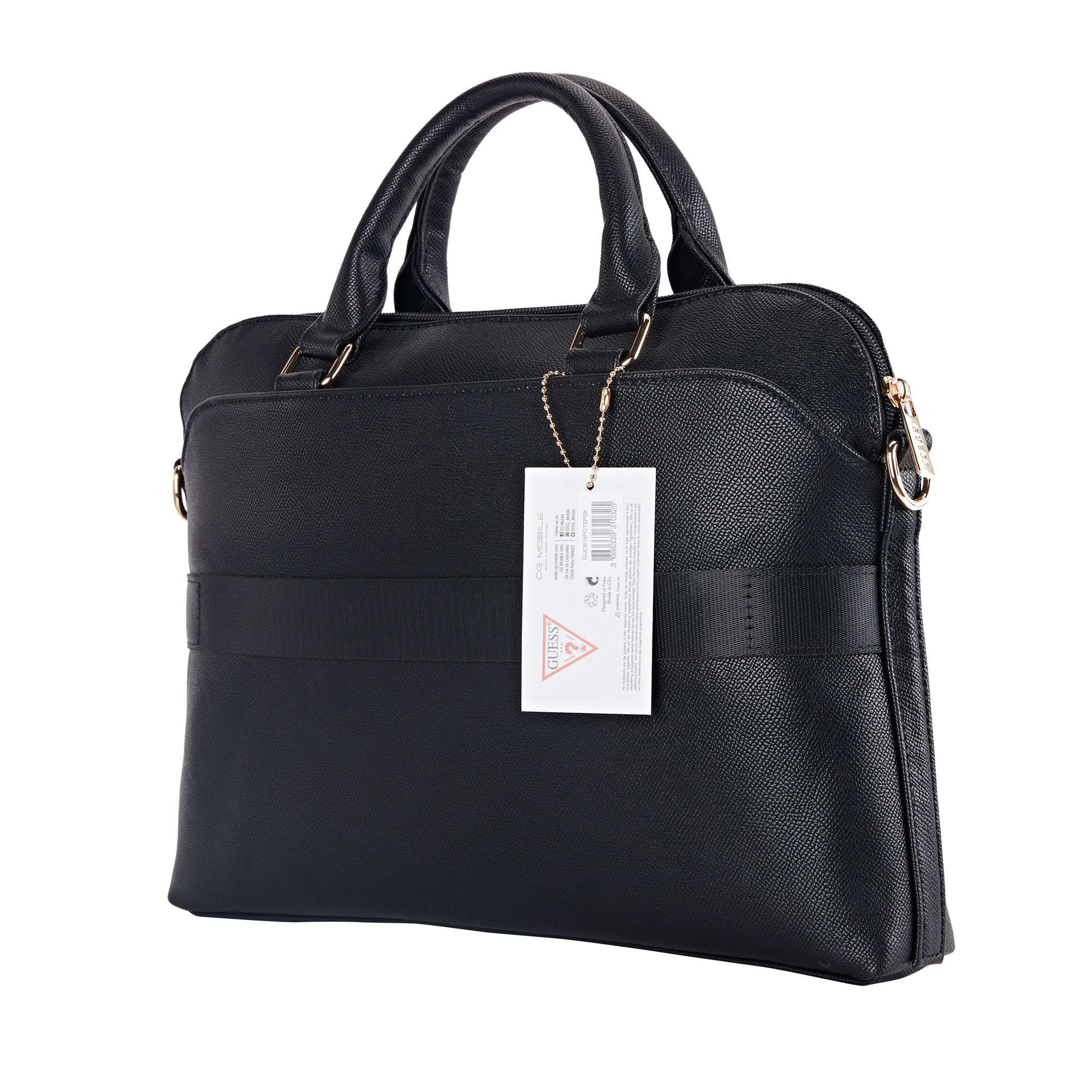 Foto 5 pulgar | Portafolio Original Guess Saffiano Triángulo Laptop 15 Negro