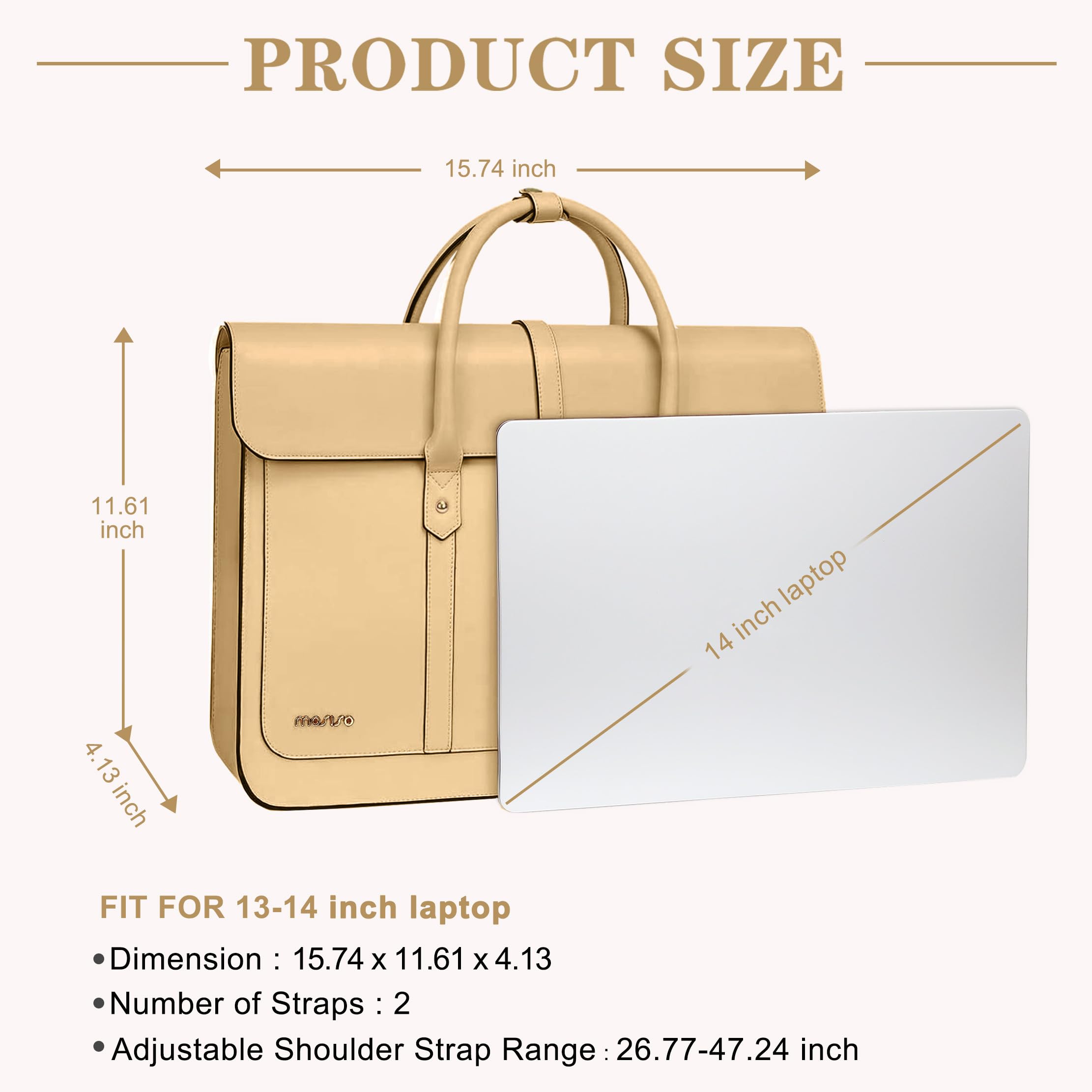 Foto 4 pulgar | Bolsa Para Portátil Mosiso Mochila Convertible De Piel Sintética De 13-14 Pulgadas - Venta Internacional.