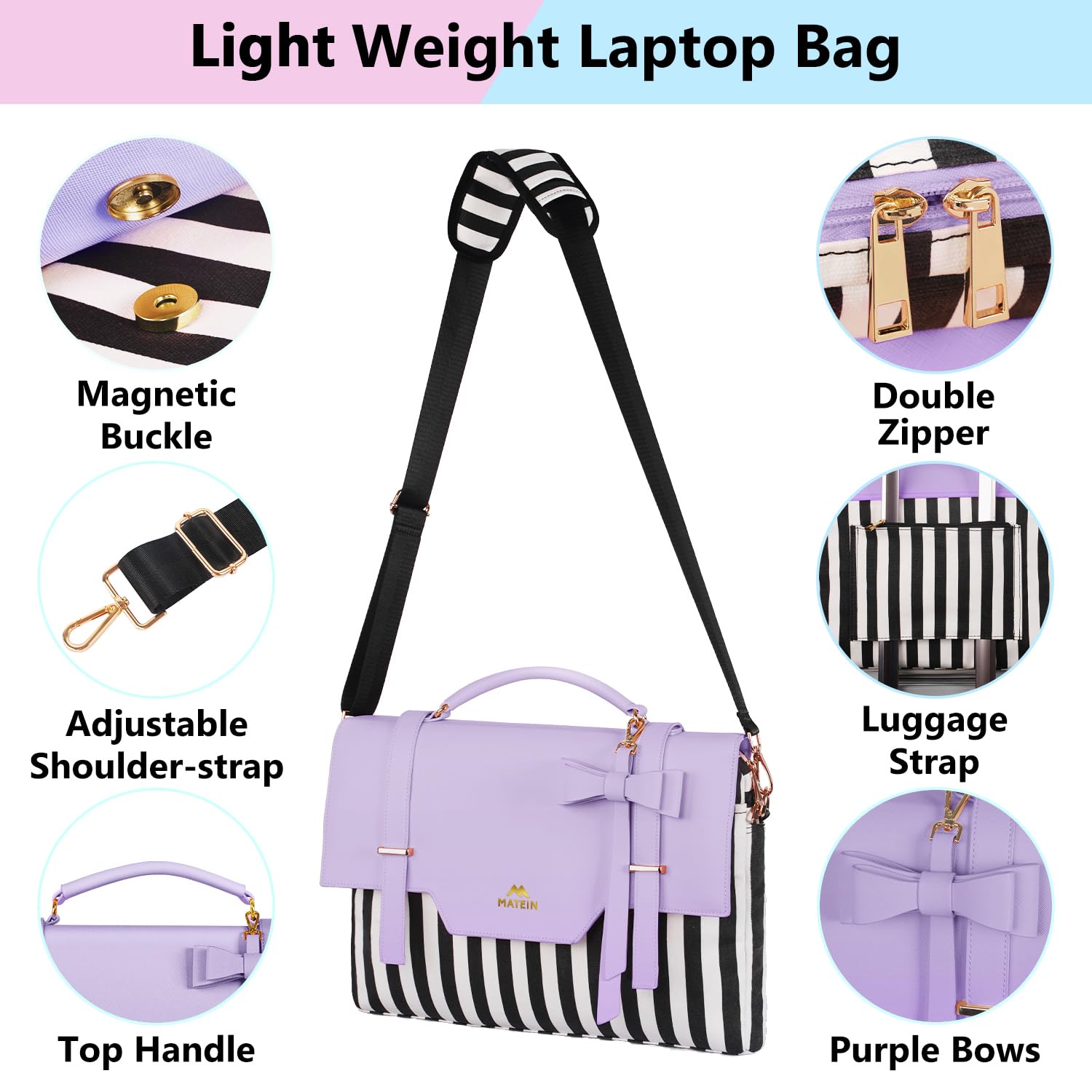 Foto 6 pulgar | Funda Para Portátil Matein De 17 Pulgadas Para Mujer Con Bolsillo Rfid  Color Morado - Venta Internacional.