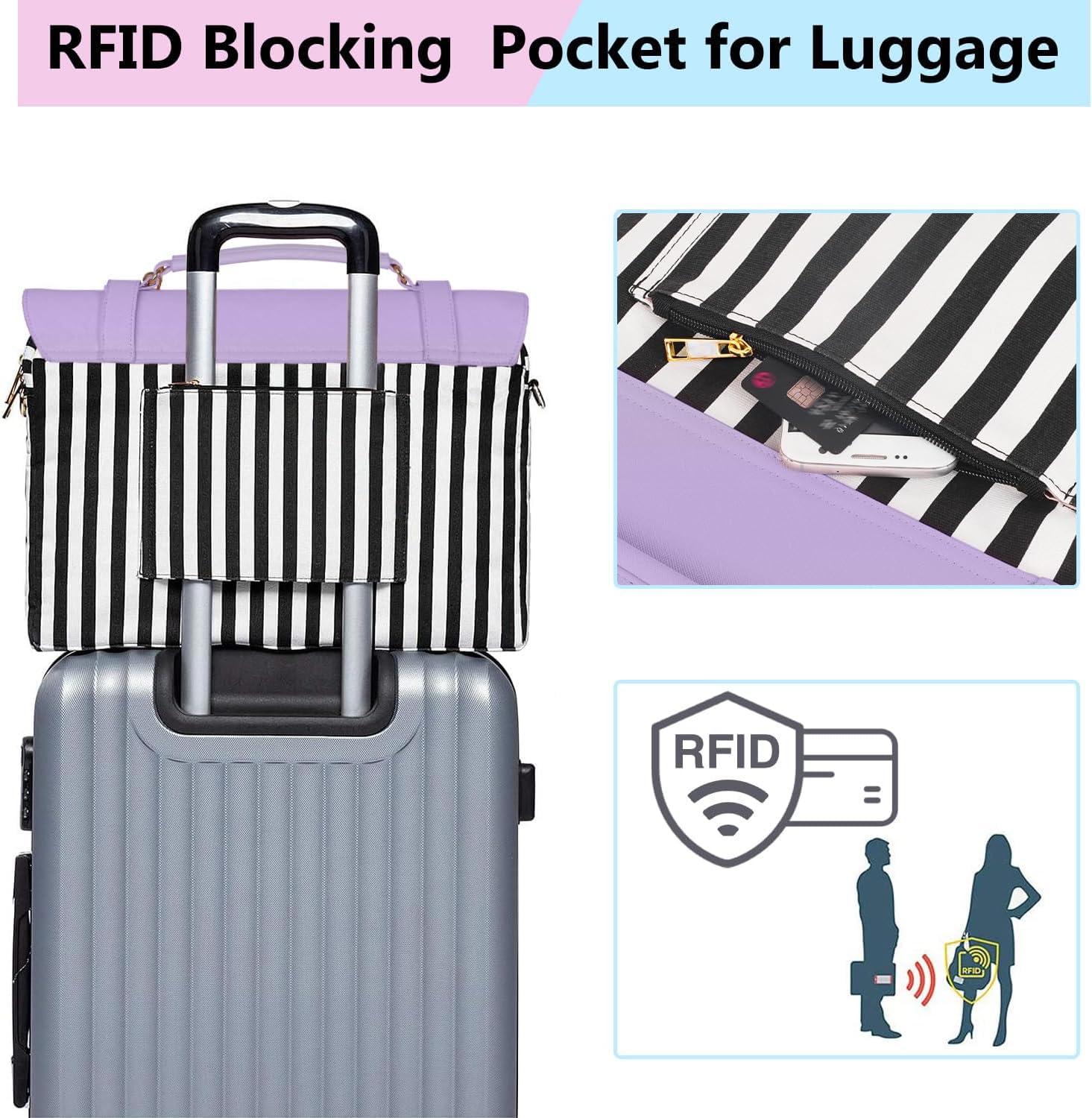 Foto 7 pulgar | Funda Para Portátil Matein De 17 Pulgadas Para Mujer Con Bolsillo Rfid  Color Morado - Venta Internacional.