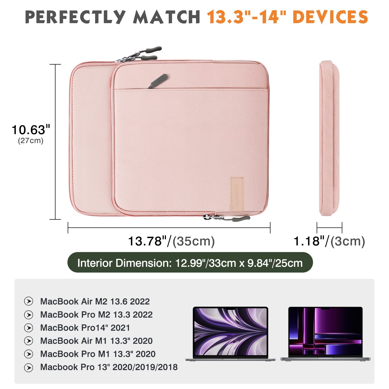 Foto 2 | Funda Para Portátil Moko Para El Nuevo Macbook De 13 3 A 14 Pulgadas  Color Rosa - Venta Internacional.