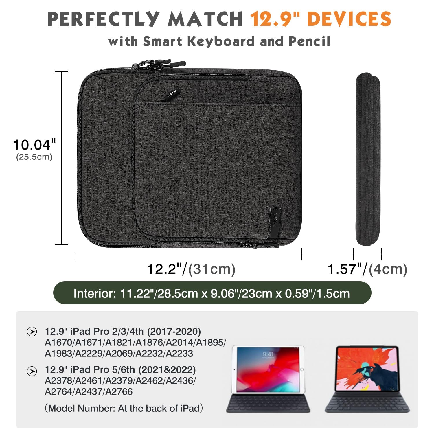 Foto 3 pulgar | Funda Para Tablet Moko De 12 9 Pulgadas  Negra Y Gris  Para Ipad Pro - Venta Internacional.