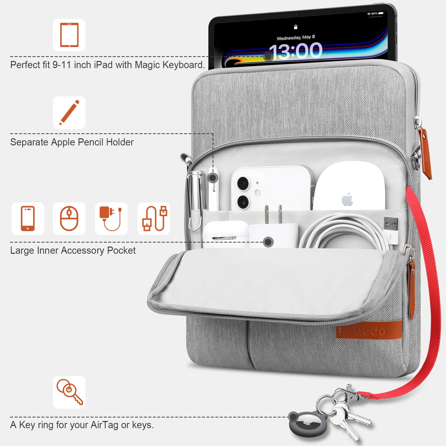 Foto 2 | Funda Para Tablet Lacdo Para Ipad De 11 Pulgadas Y Samsung Galaxy  Color Gris - Venta Internacional.