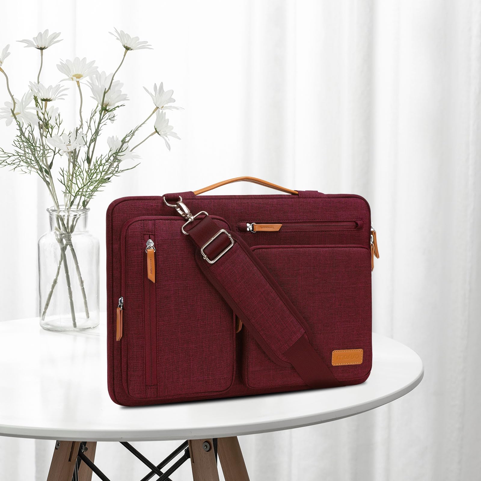 Foto 7 | Bolsa De Hombro Para Portátil Mosiso 360 Protective De 15 A 15 6 Pulgadas  Color Rojo Vino - Venta Internacional.