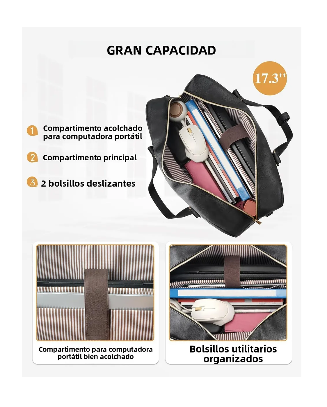 Foto 3 pulgar | Maletin Para Laptop 17 Plugadas Mochila Mujer Elegante Impermeable Acolchada Bandolera Convertible